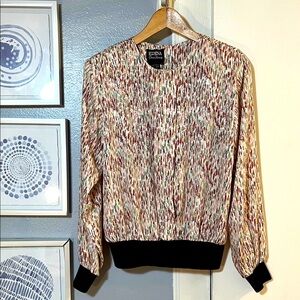 Vintage 80’s ERENA Women’s Colorful Abstract Pattern Long Sleeve Blouse Size 6